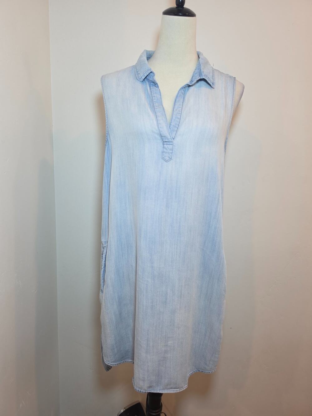 Cloth & Stone Anthropologie Sleeveless Chambray Dress Tencel Size L